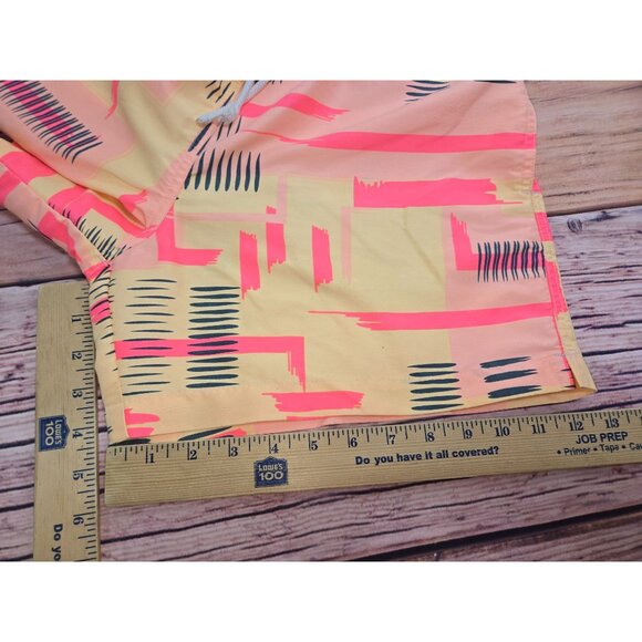 Chubbies Neon Geometric Swim Trunks Medium Made In USA Peach/Yellow *flaw - Picture 7 of 7